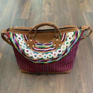 Hand Detailed Suede Guatemalan Tote Bag